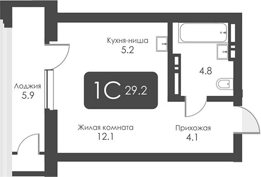 Планировка — Сити Тауэрс, Студия, 26 м²