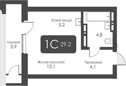 Планировка — Сити Тауэрс, Студия, 26 м²