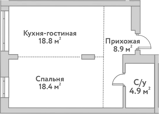 Планировка — Flora&Fauna, 2-комн., 51 м²