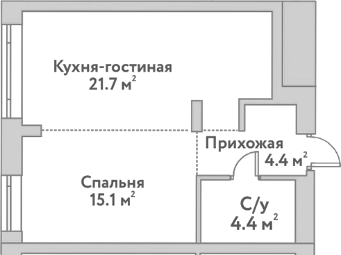 Планировка — Flora&Fauna, 2-комн., 46 м²