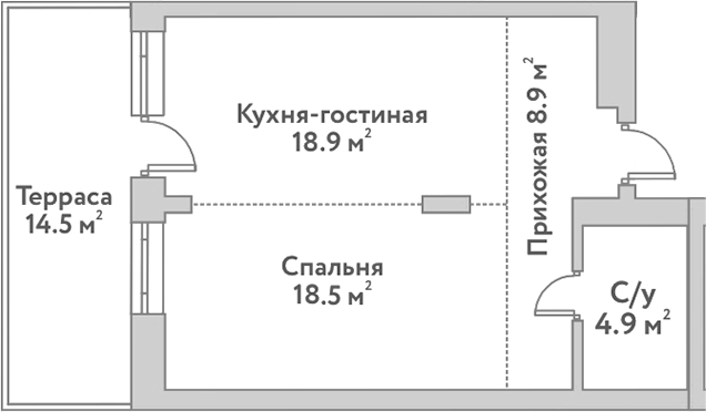Планировка — Flora&Fauna, 2-комн., 51 м²