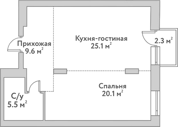 Планировка — Flora&Fauna, 2-комн., 60 м²
