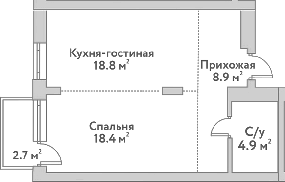 Планировка — Flora&Fauna, 2-комн., 51 м²