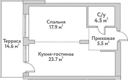 Планировка — Flora&Fauna, 2-комн., 52 м²