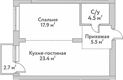 Планировка — Flora&Fauna, 2-комн., 51 м²