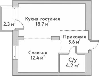 Планировка — Flora&Fauna, 2-комн., 41 м²