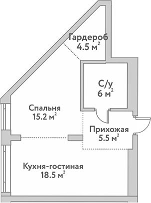 Планировка — Flora&Fauna, 2-комн., 50 м²