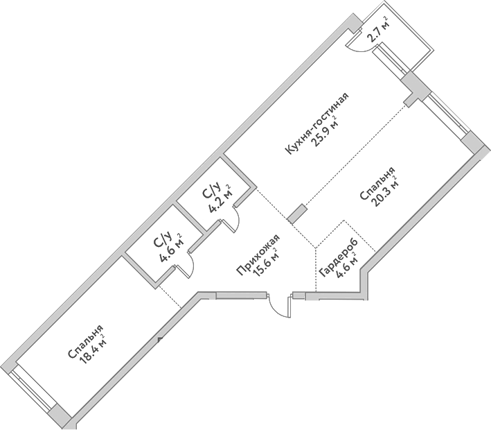 Планировка — Flora&Fauna, 3-комн., 94 м²