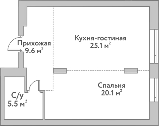 Планировка — Flora&Fauna, 2-комн., 60 м²