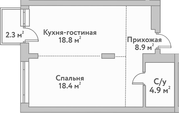 Планировка — Flora&Fauna, 2-комн., 51 м²