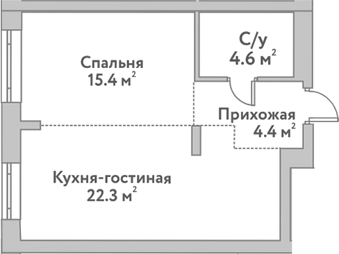 Планировка — Flora&Fauna, 2-комн., 47 м²