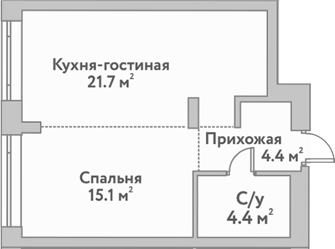 Планировка — Flora&Fauna, 2-комн., 46 м²