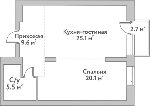 Планировка — Flora&Fauna, 2-комн., 60 м²