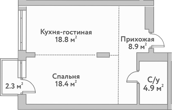 Планировка — Flora&Fauna, 2-комн., 51 м²