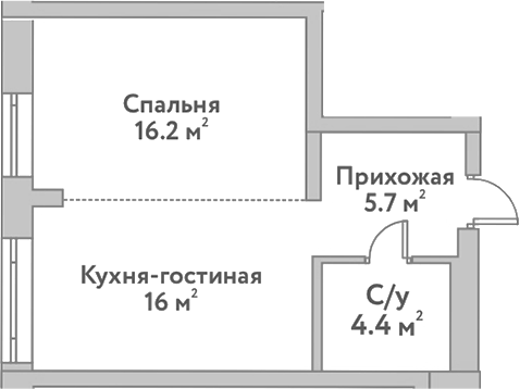 Планировка — Flora&Fauna, 2-комн., 43 м²