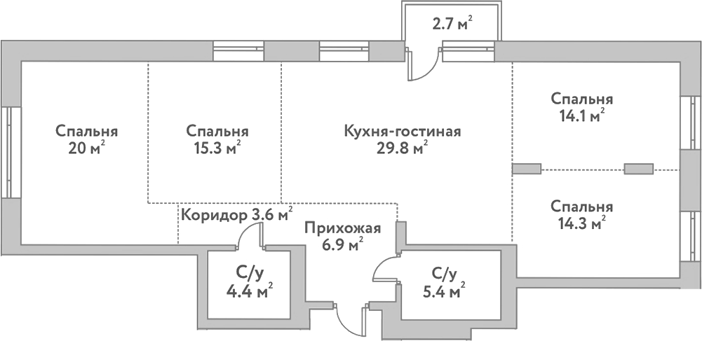 Планировка — Flora&Fauna, 5-комн., 114 м²