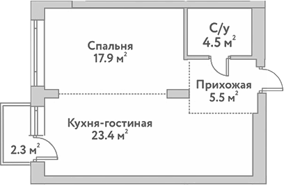 Планировка — Flora&Fauna, 2-комн., 51 м²