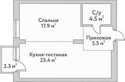 Планировка — Flora&Fauna, 2-комн., 51 м²