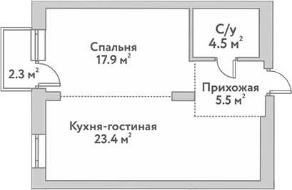 Планировка — Flora&Fauna, 2-комн., 51 м²