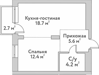 Планировка — Flora&Fauna, 2-комн., 41 м²