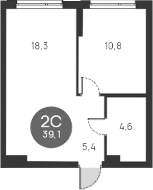 Планировка — Ясный Берег, 2-комн., 39 м²