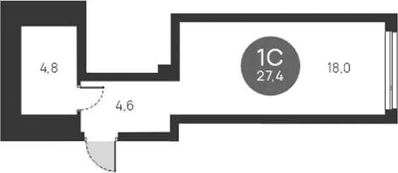 Планировка — Ясный Берег, Студия, 27 м²