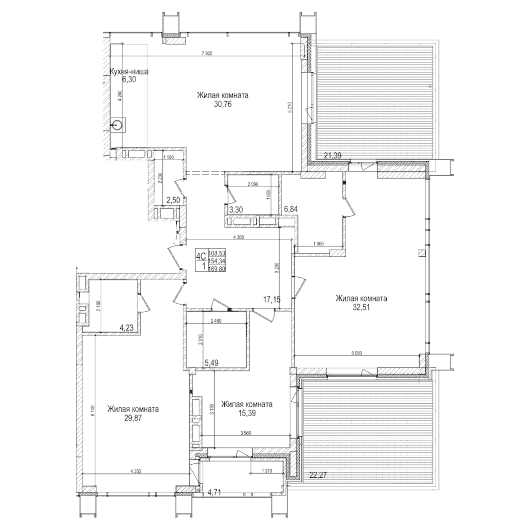 Планировка — Горького, 10, 4-комн., 154 м²