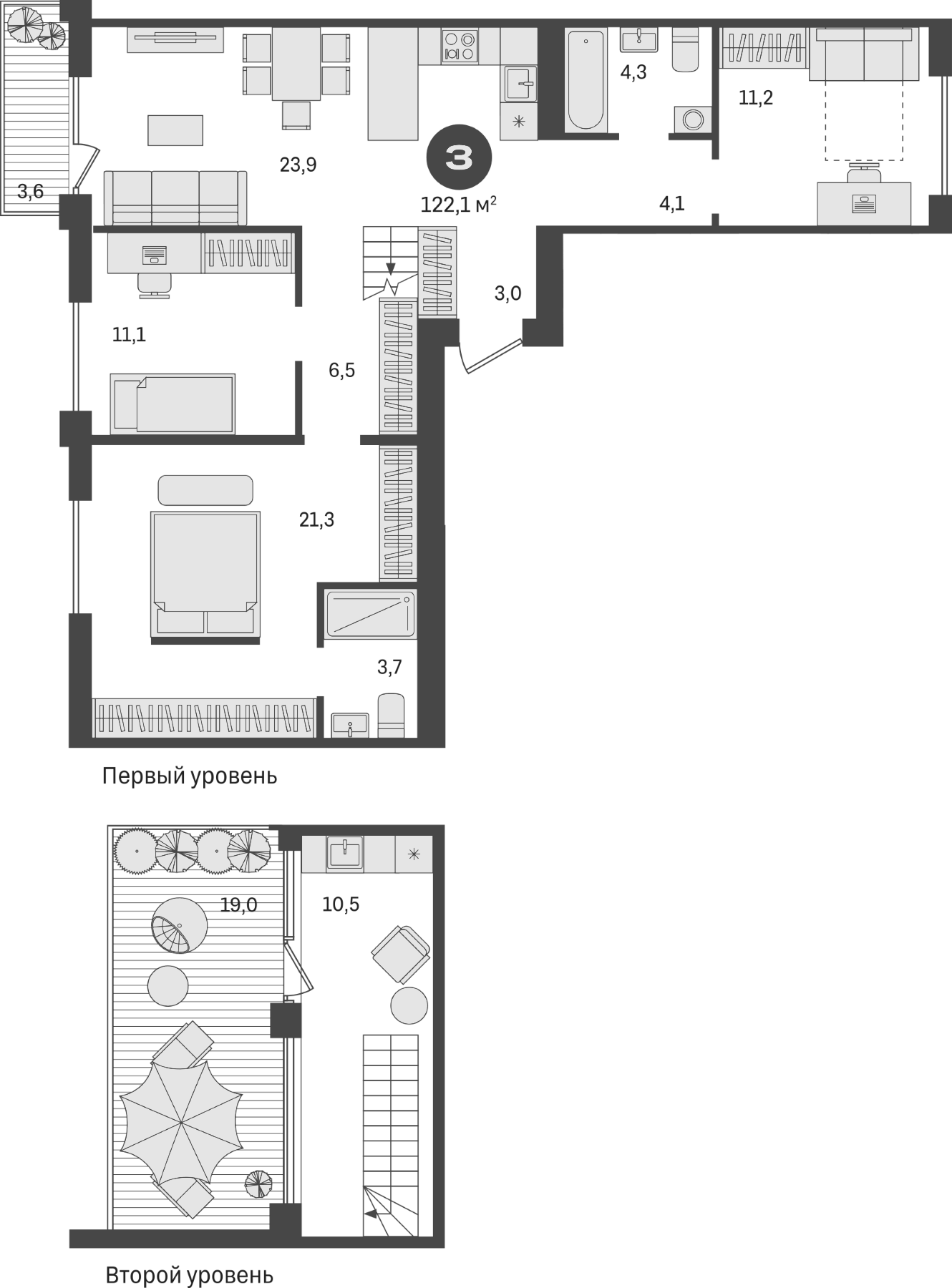 Планировка — Пшеница, 4-комн., 100 м²