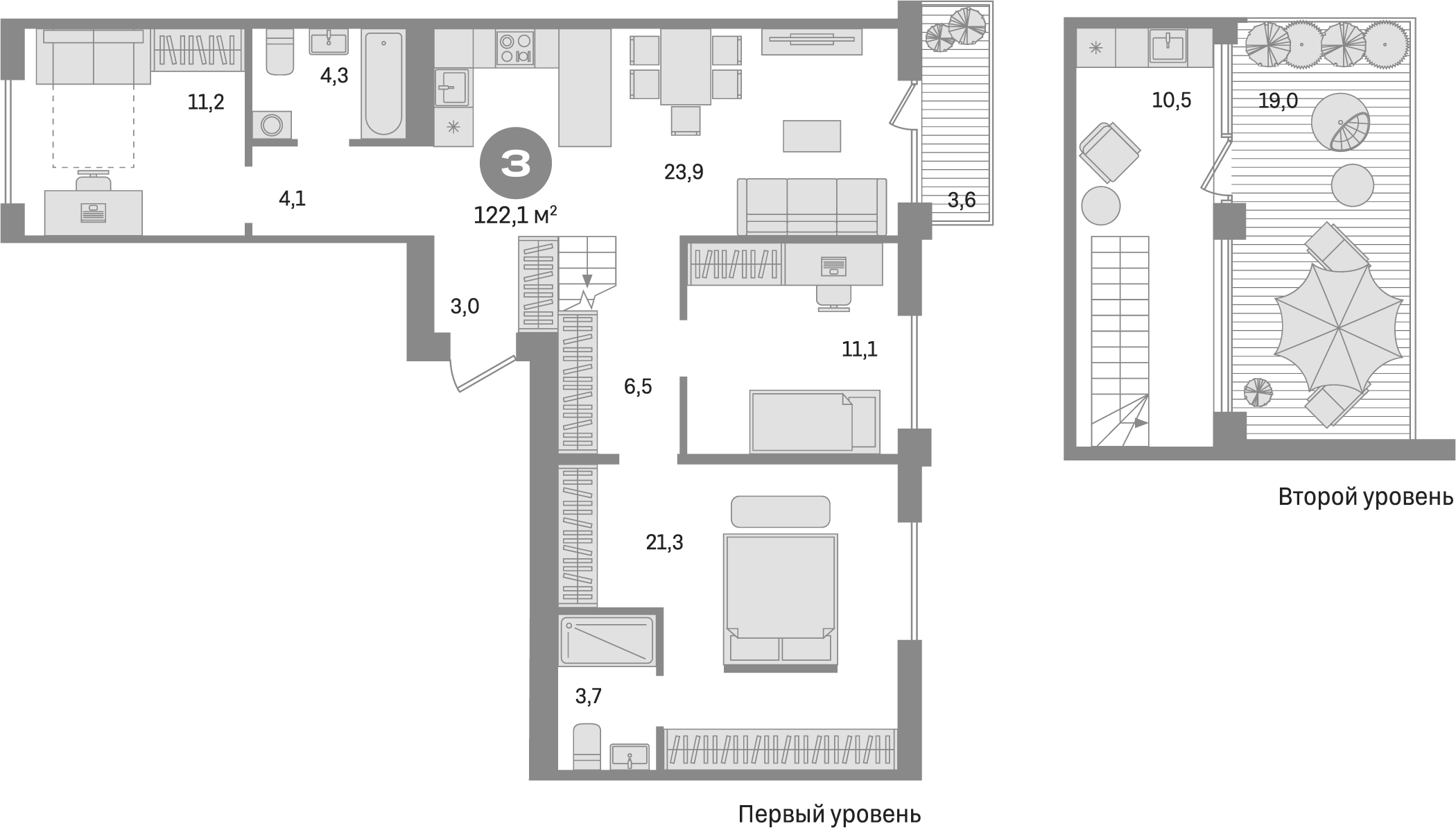 Планировка — Пшеница, 4-комн., 89 м²