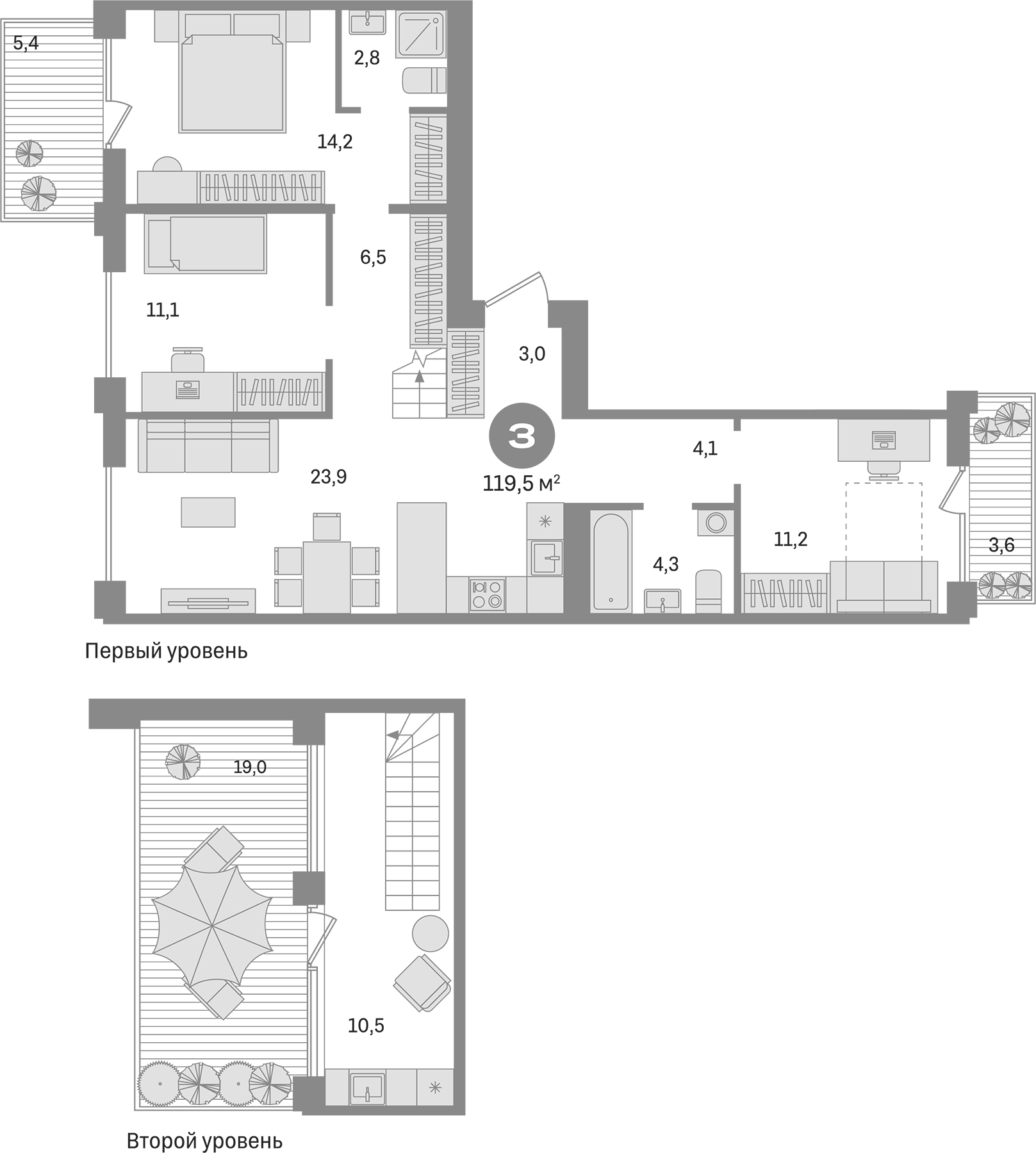 Планировка — Пшеница, 5-комн., 92 м²