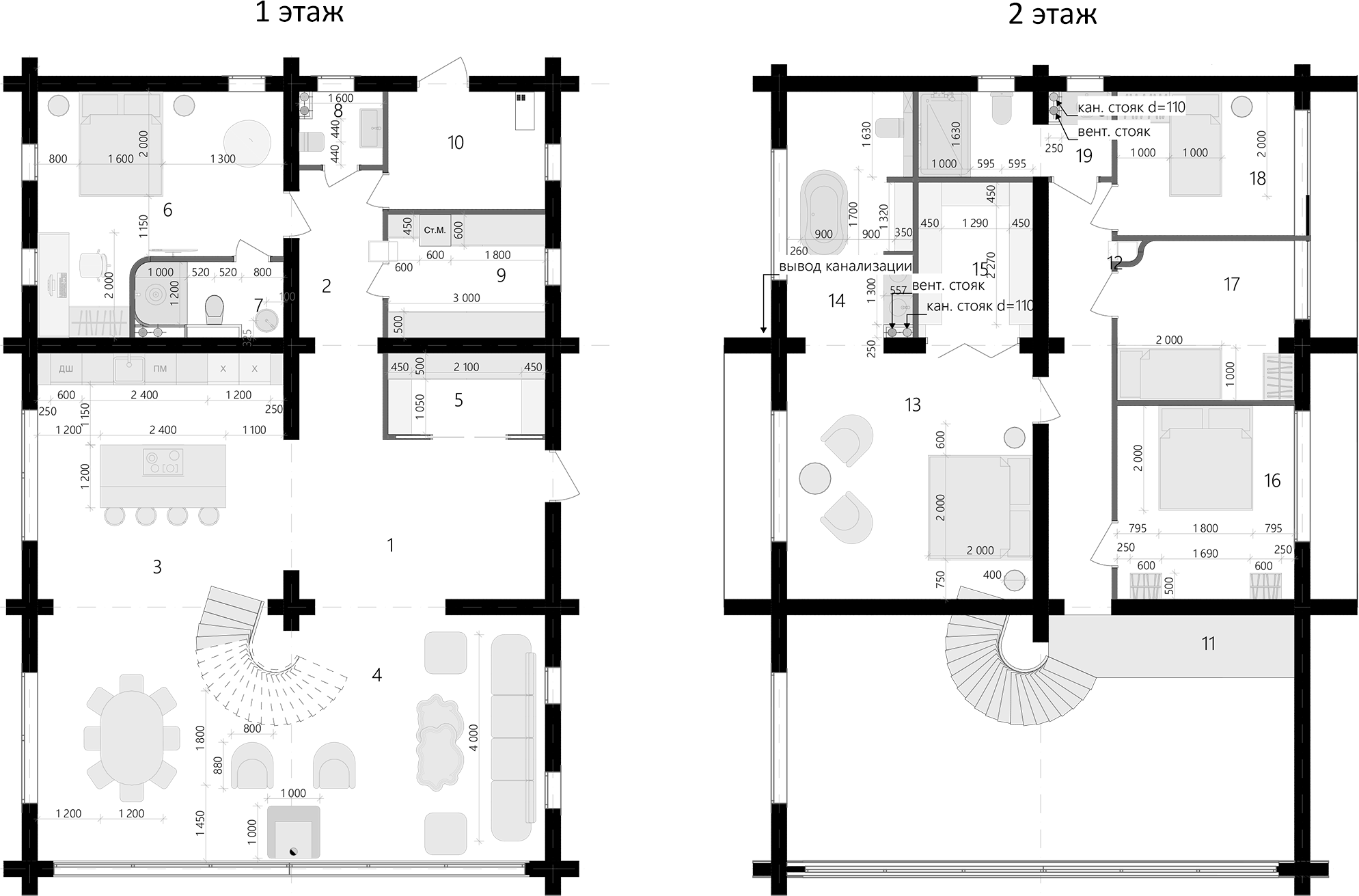 Планировка — Коттеджный поселок Воздух, 5-комн., 250 м²