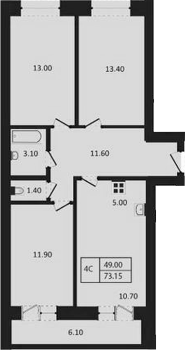 Планировка — Дивноград, 4-комн., 70 м²