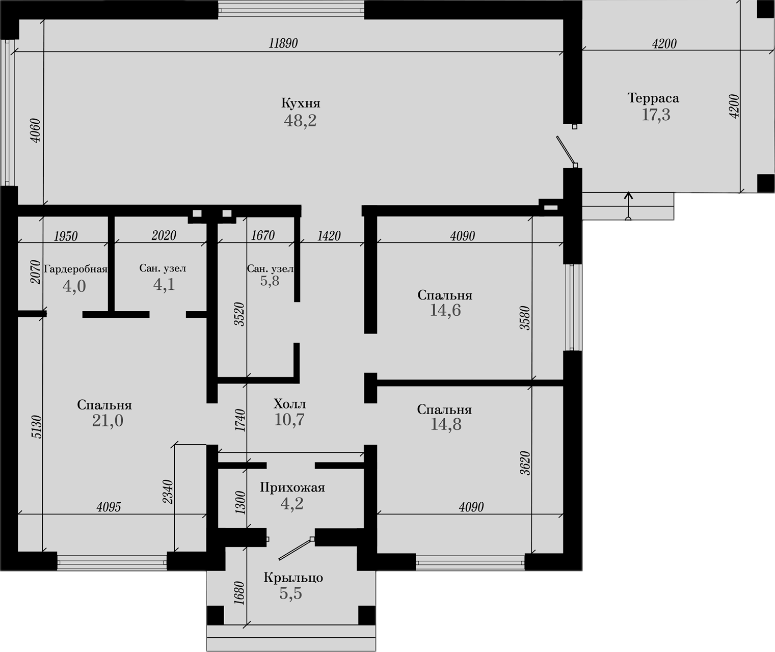 Планировка — Коттеджный поселок Онегин парк, 3-комн., 133 м²
