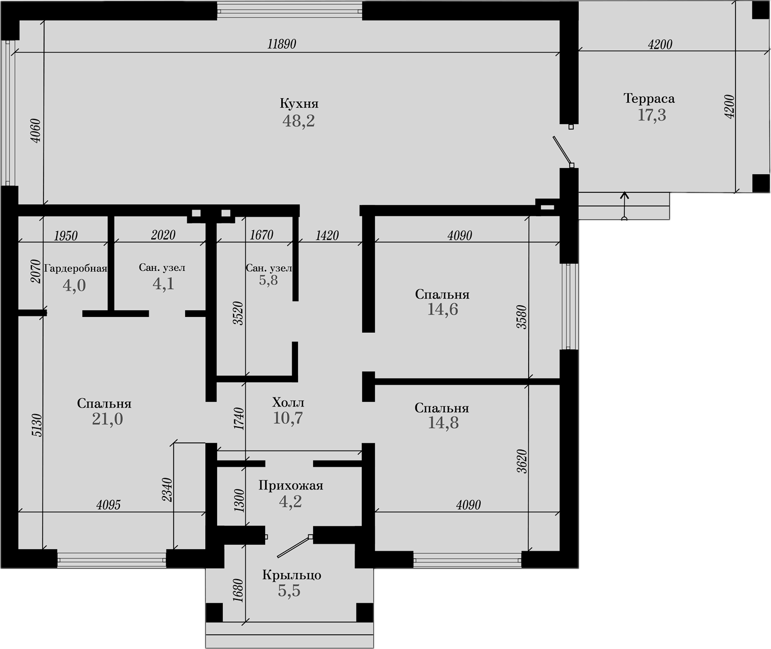 Планировка — Коттеджный поселок Онегин парк, 3-комн., 133 м²