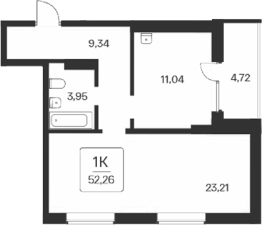 Планировка — Сакура парк, 1-комн., 48 м²