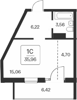 Планировка — Сакура парк, Студия, 30 м²