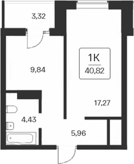 Планировка — Сакура парк, 1-комн., 38 м²
