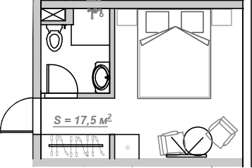 Планировка — Mirror 2, 1-комн., 18 м²