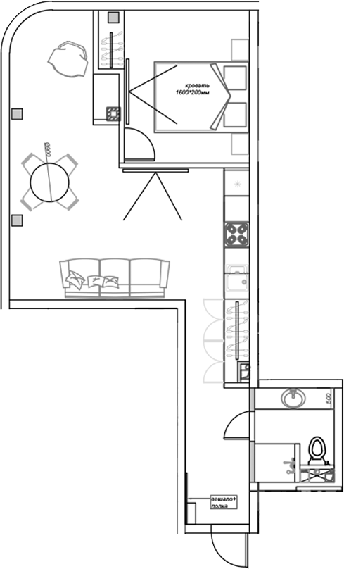Планировка — Mirror 2, 1-комн., 48 м²