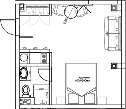 Планировка — Mirror 2, 1-комн., 30 м²