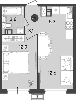Планировка — Порто-Ново, 2-комн., 38 м²
