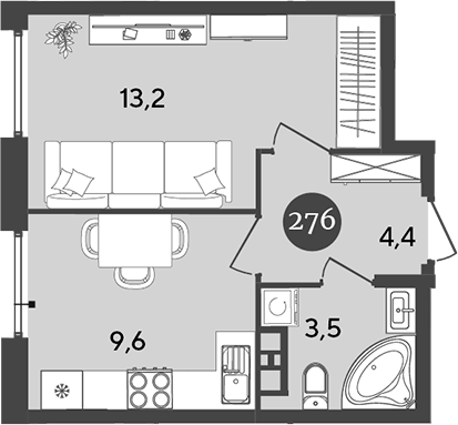 Планировка — Порто-Ново, 1-комн., 31 м²