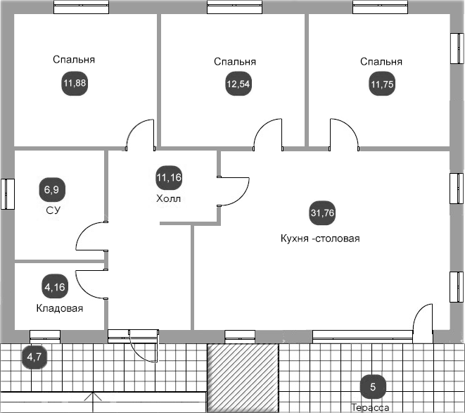 Планировка — Коттеджный поселок Семигорье, 3-комн., 90 м²