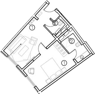 Планировка — ГК Livingston Grand Resort&Spa, 2-комн., 40 м²