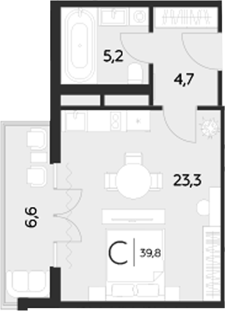 Планировка — LeePrime Residences Polyana Sochi, Студия, 33 м²