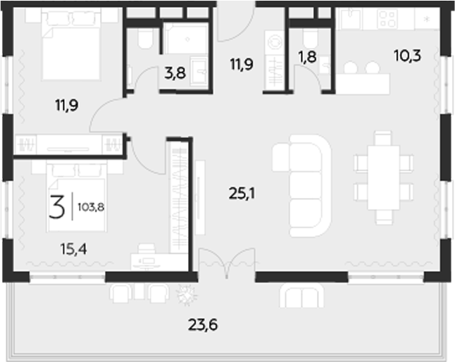 Планировка — LeePrime Residences Polyana Sochi, 2-комн., 80 м²