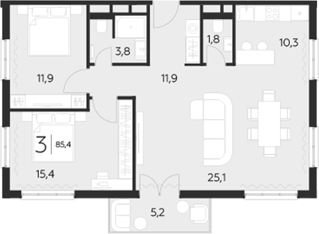 Планировка — LeePrime Residences Polyana Sochi, 2-комн., 80 м²