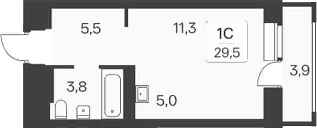 Планировка — Расцветай на Красном, Студия, 26 м²