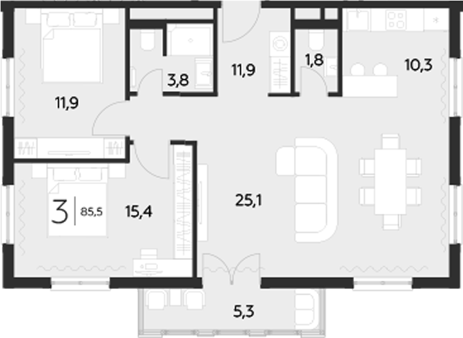 Планировка — LeePrime Residences Polyana Sochi, 2-комн., 80 м²