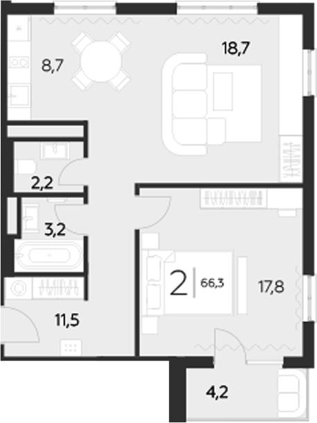 Планировка — LeePrime Residences Polyana Sochi, 2-комн., 62 м²